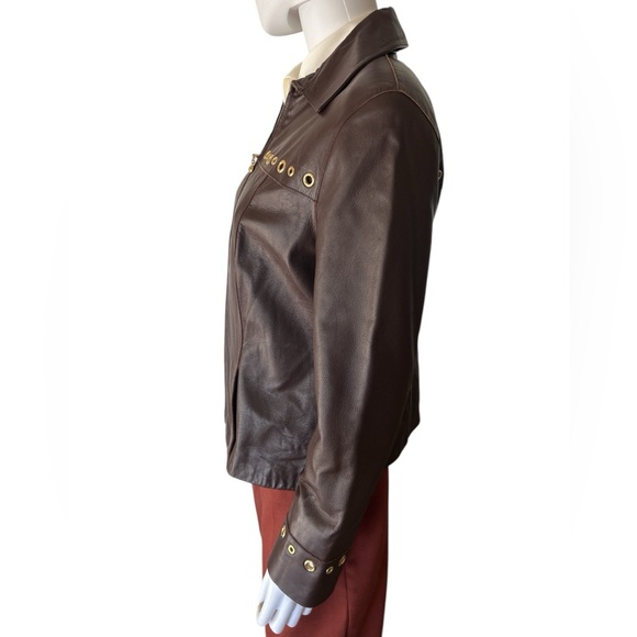 Fabulous St.John Butter Soft Leather
Jacket Embellished w/Brass
Grommets - Picture 4 of 17
